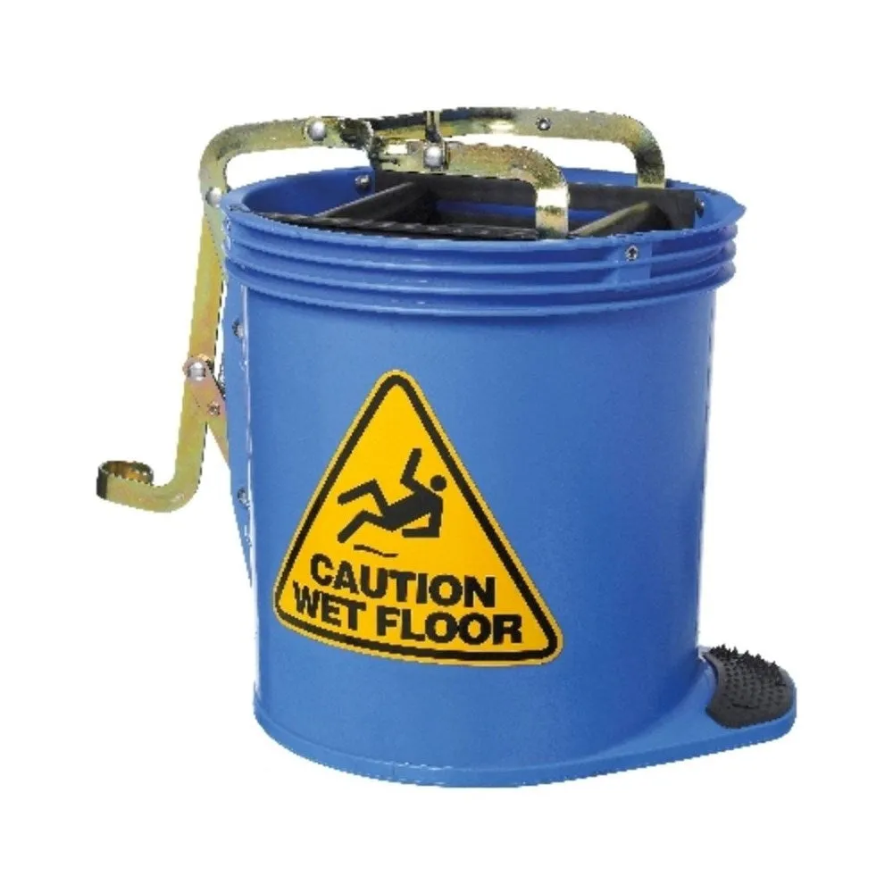 15L OATES CONTRACTOR ROLLER WRINGER MOP BUCKET- BLUE