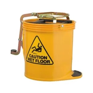 15L OATES CONTRACTOR ROLLER WRINGER MOP BUCKET- YELLOW