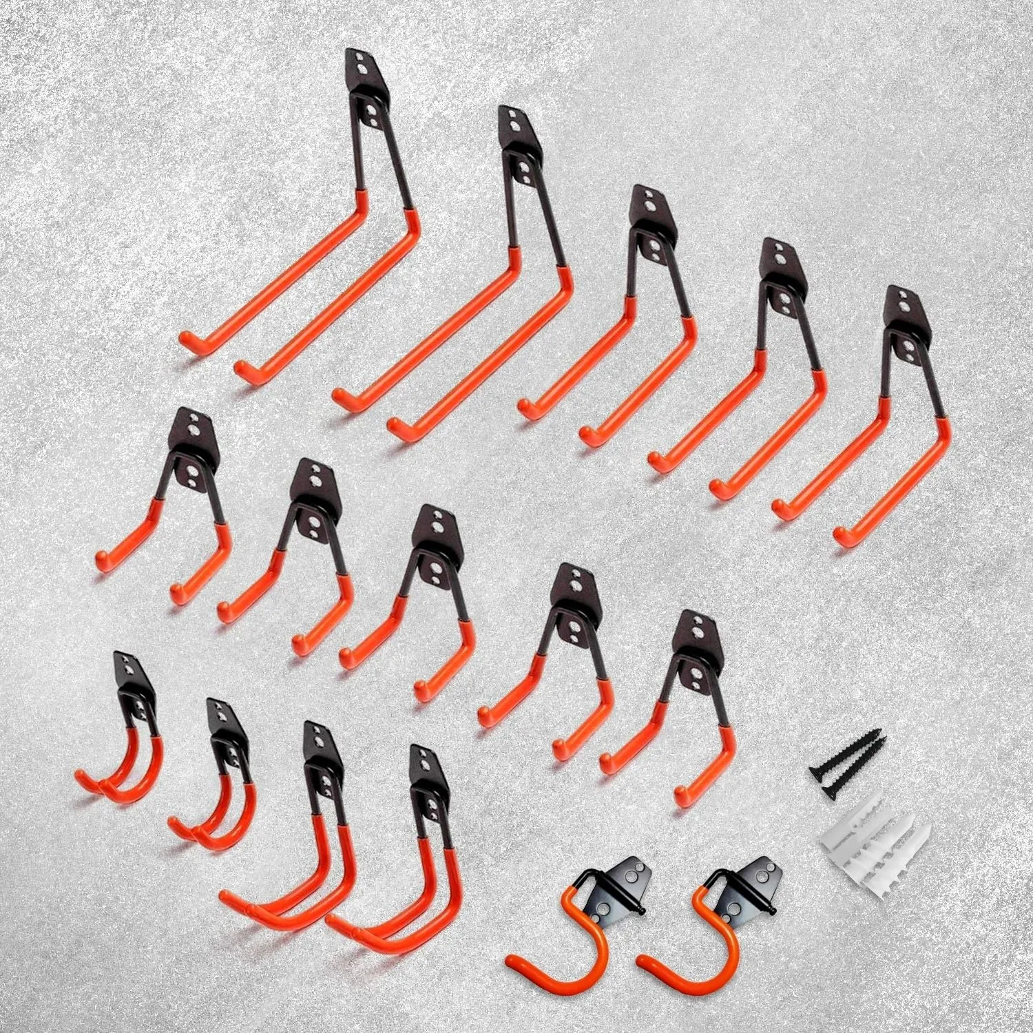 16 Pack Heavy Duty Non-Slip Garage Hooks, Multiple Sizes - RYNOMATE