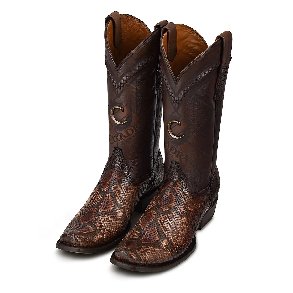 1J2FPH - Cuadra brown western cowboy python skin boots for men