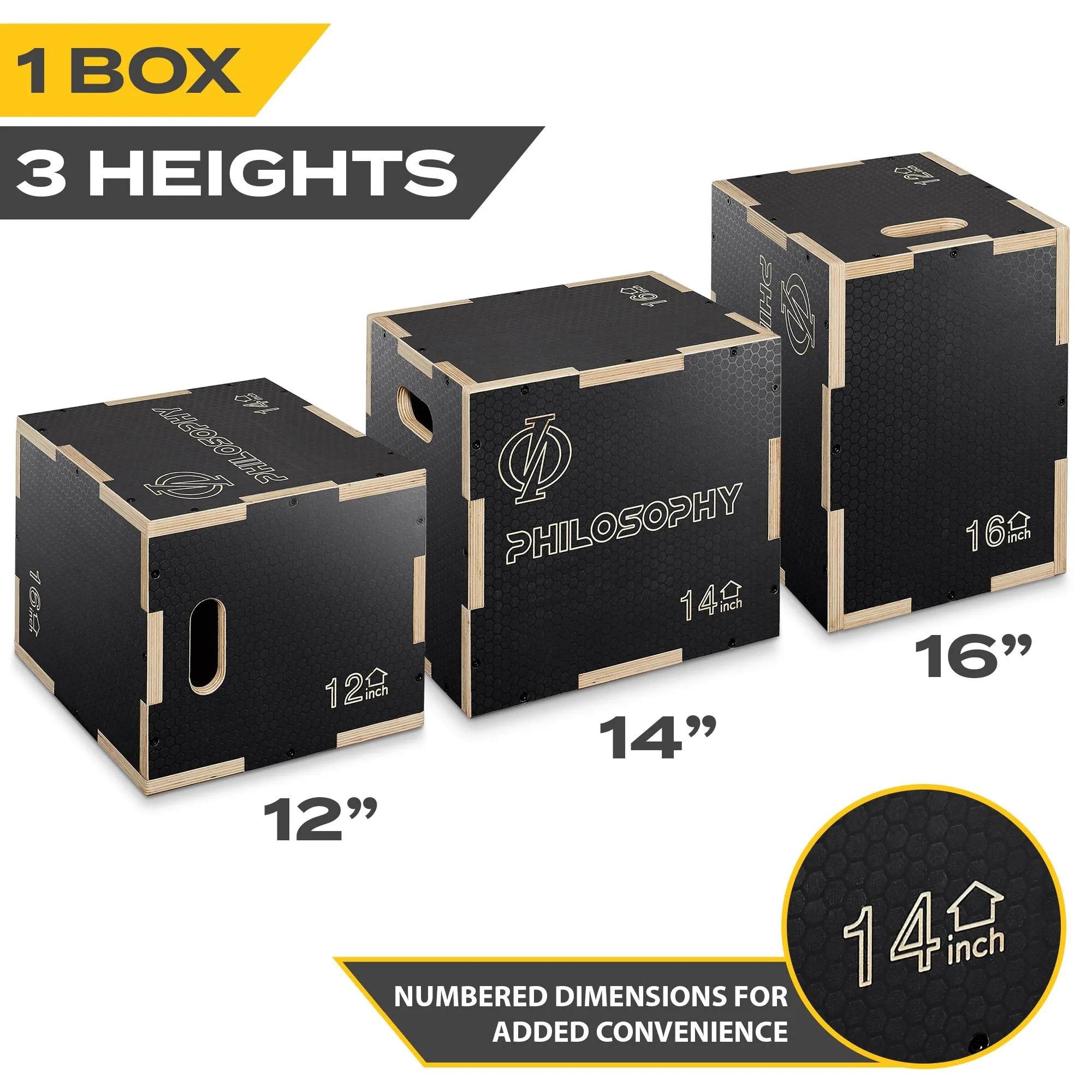 3 in 1 Non-Slip Plyo Box - Jump Plyometric Box for Training