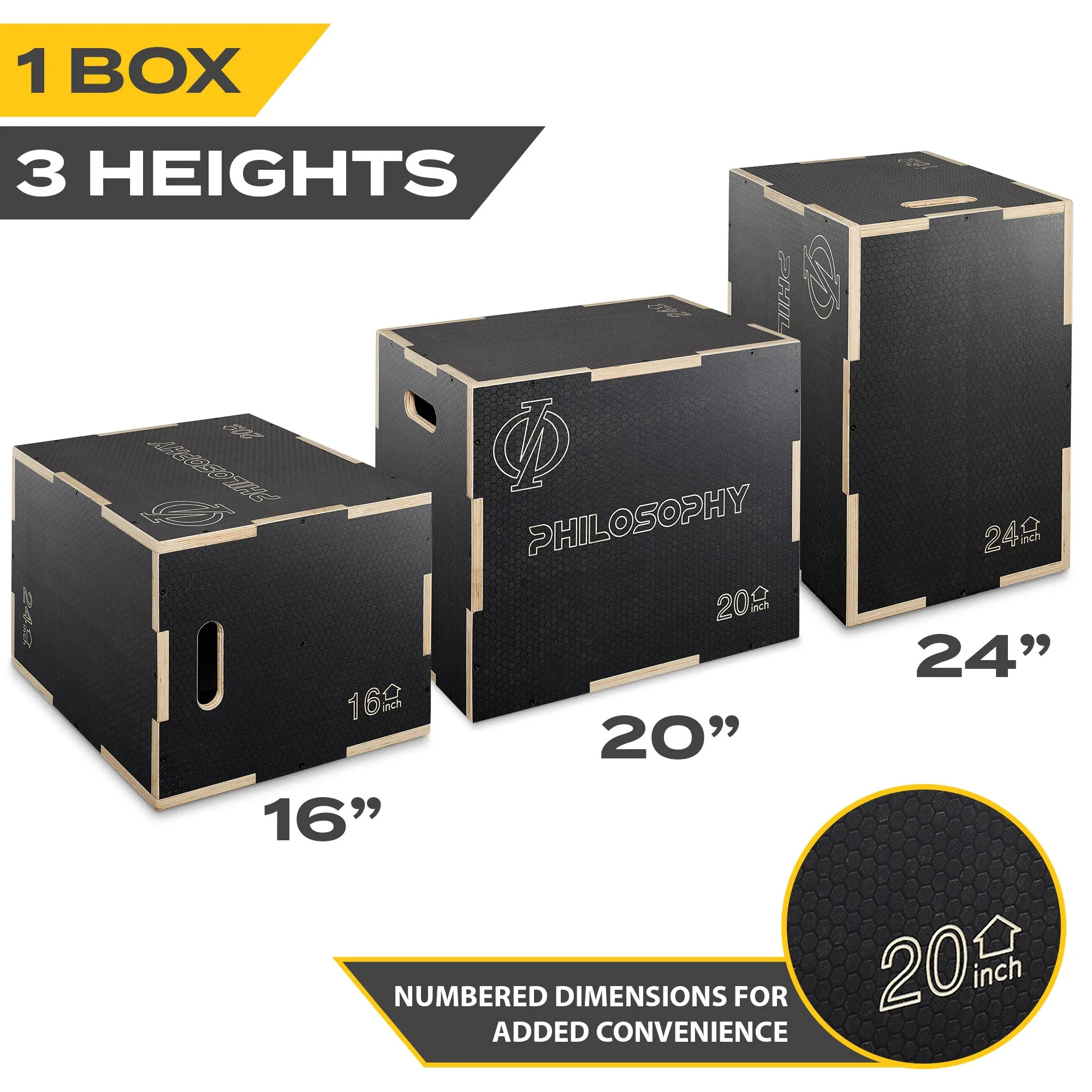 3 in 1 Non-Slip Plyo Box - Jump Plyometric Box for Training