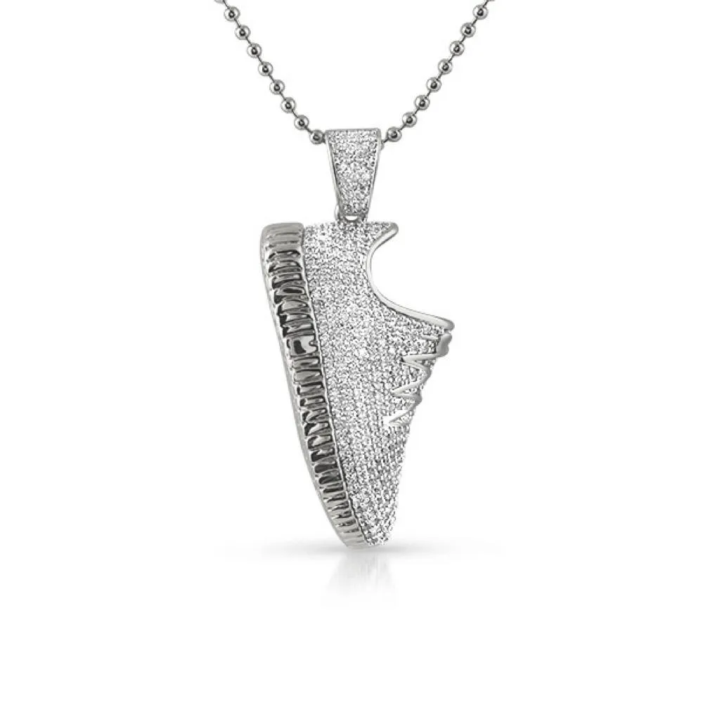 3D Sneaker Shoe Kicks Rhodium Iced Out Pendant