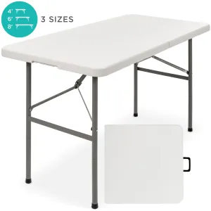 4ft Portable Folding Plastic Dining Table w/ Handle, Lock