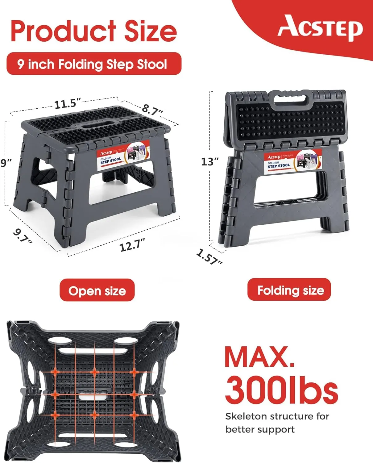 9 Inch Non Slip Dot Foldable Step Stool