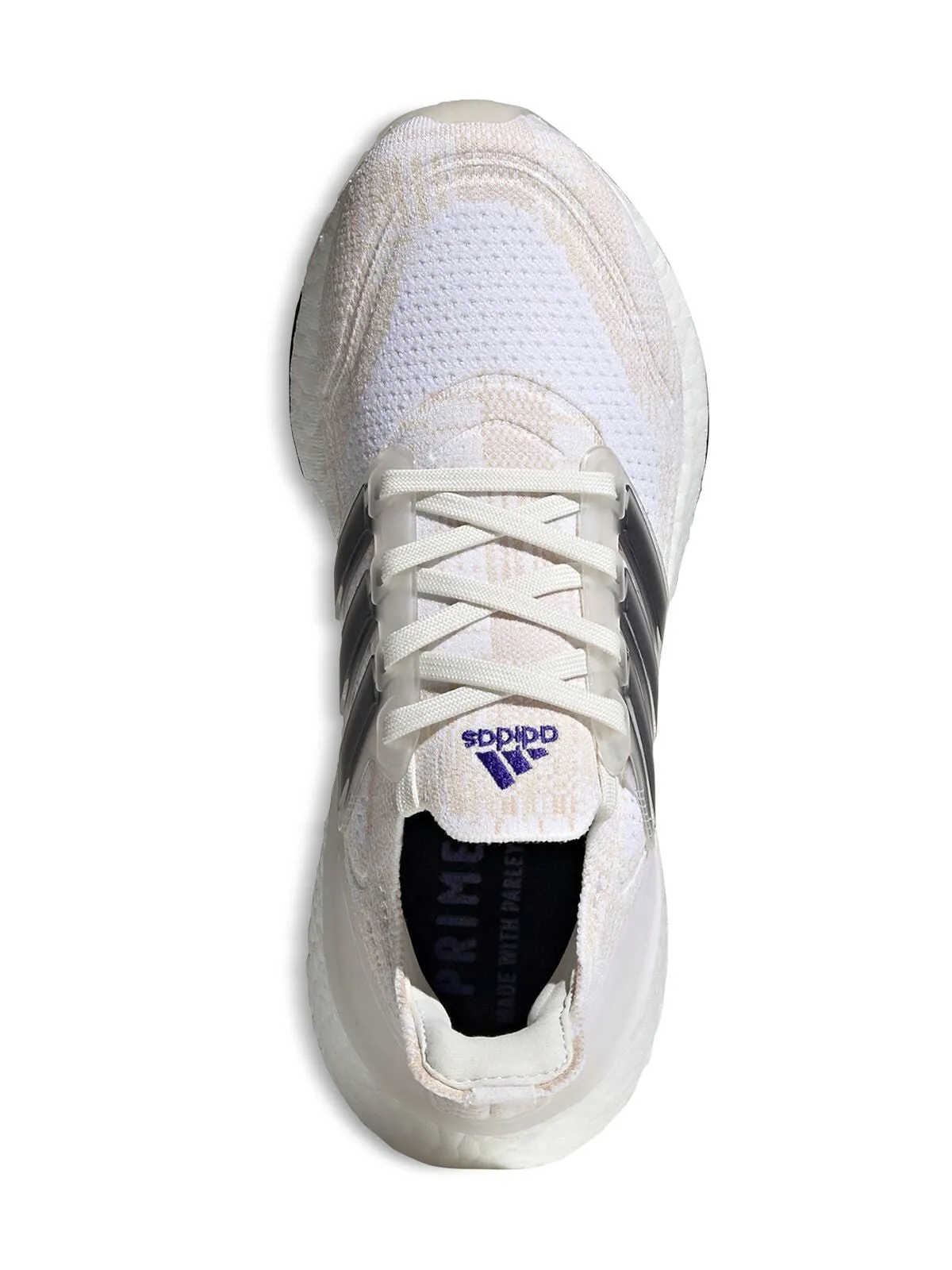 ADIDAS Womens White 1" Platform Removable Insole Comfort Logo Ultraboost 21 Prime Round Toe Wedge Lace-Up Athletic Running Shoes