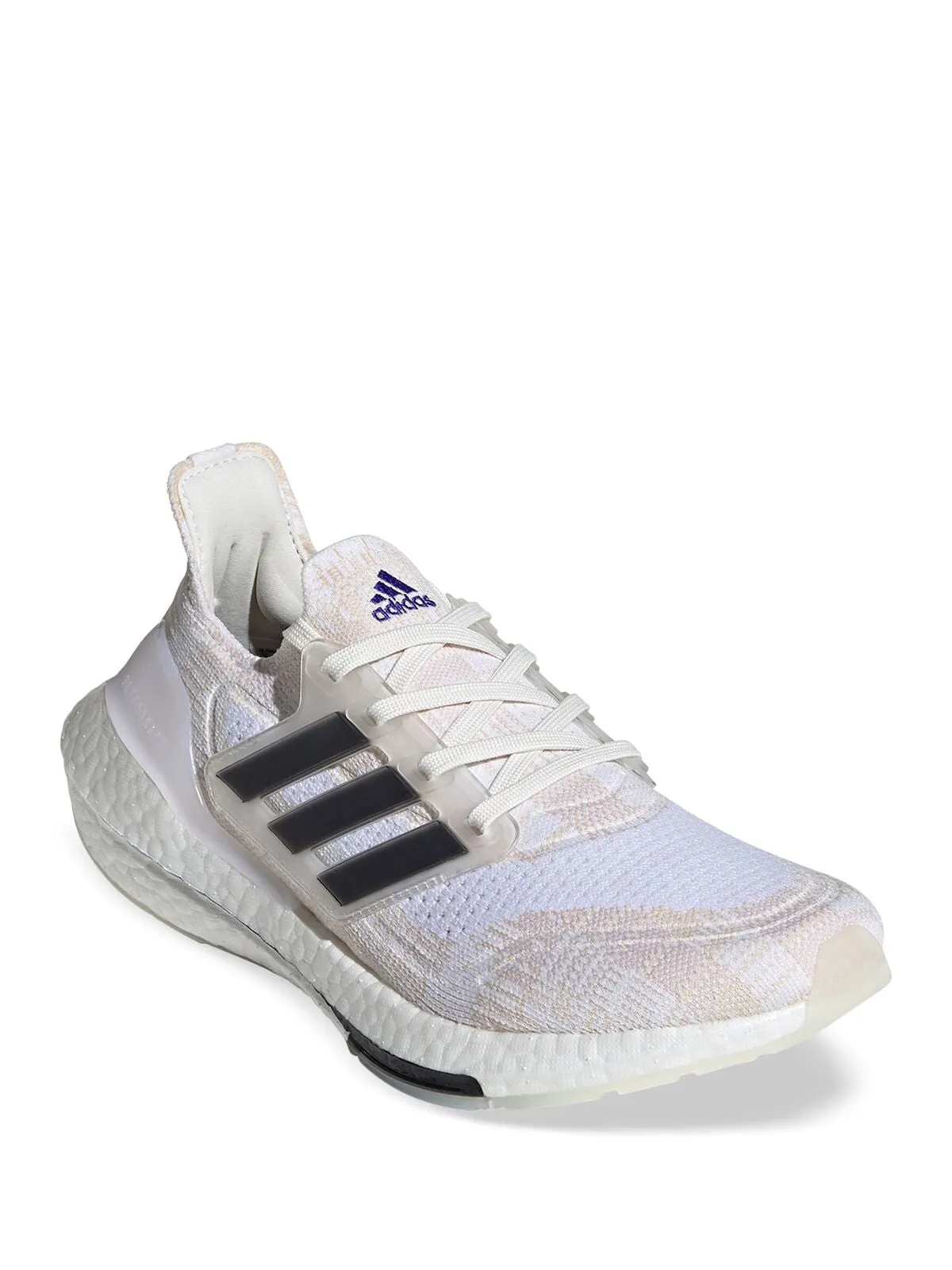 ADIDAS Womens White 1" Platform Removable Insole Comfort Logo Ultraboost 21 Prime Round Toe Wedge Lace-Up Athletic Running Shoes