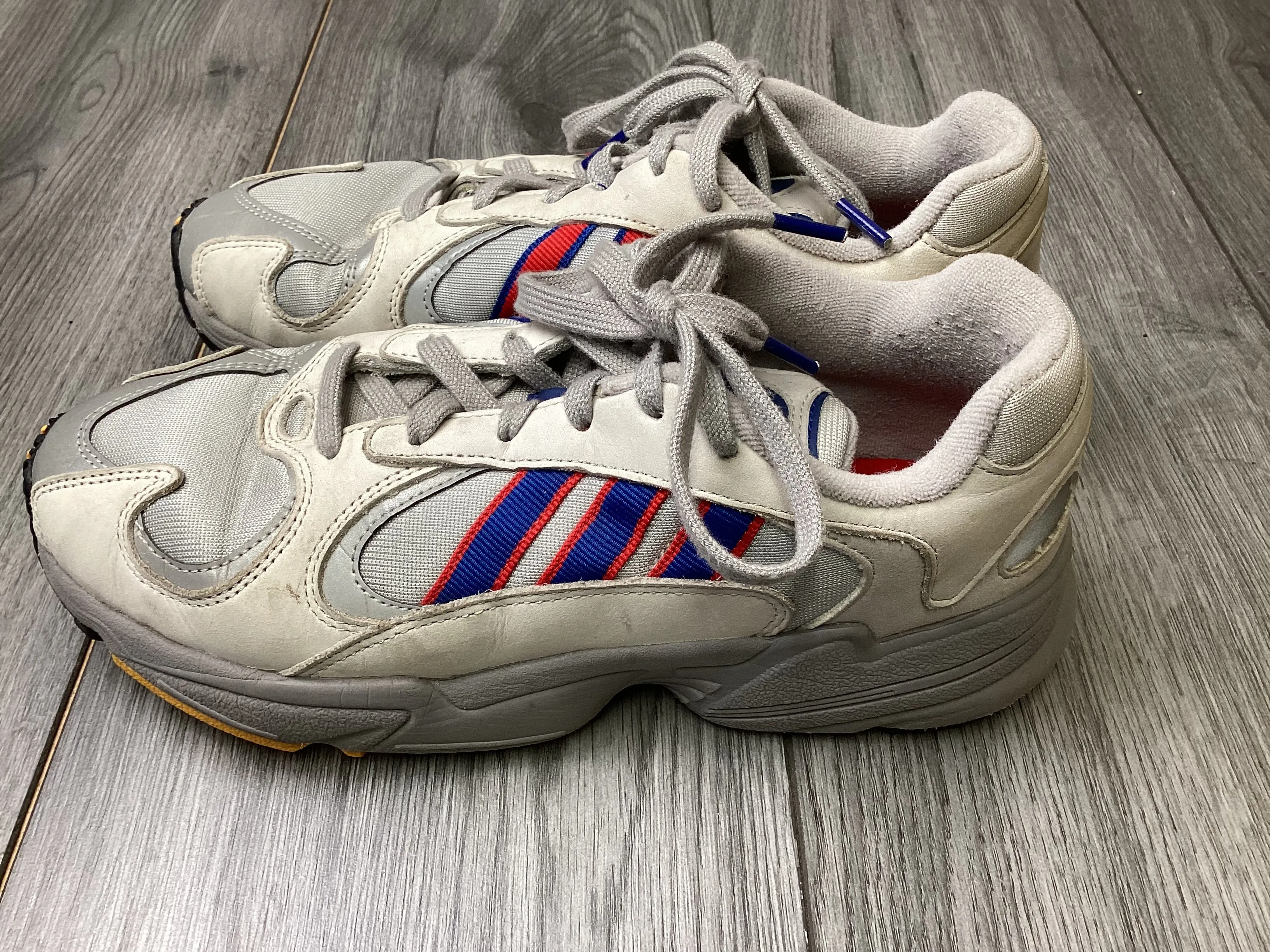 Adidas Yung 1 Grey Blue and Red Trainers UK7