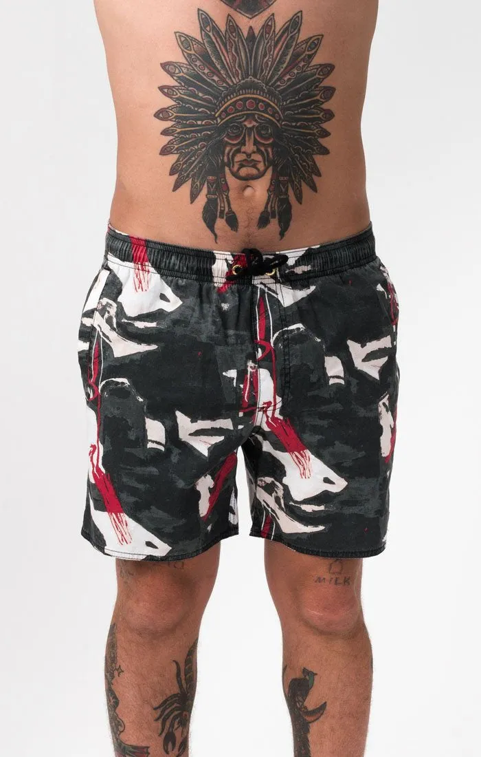 Afends Mens Baywatch - Crowfeather - Swim Shorts