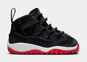 Air Jordan 11 Bred Velvet Infant Toddler Lifestyle Shoes (Black/Gym Red/White)