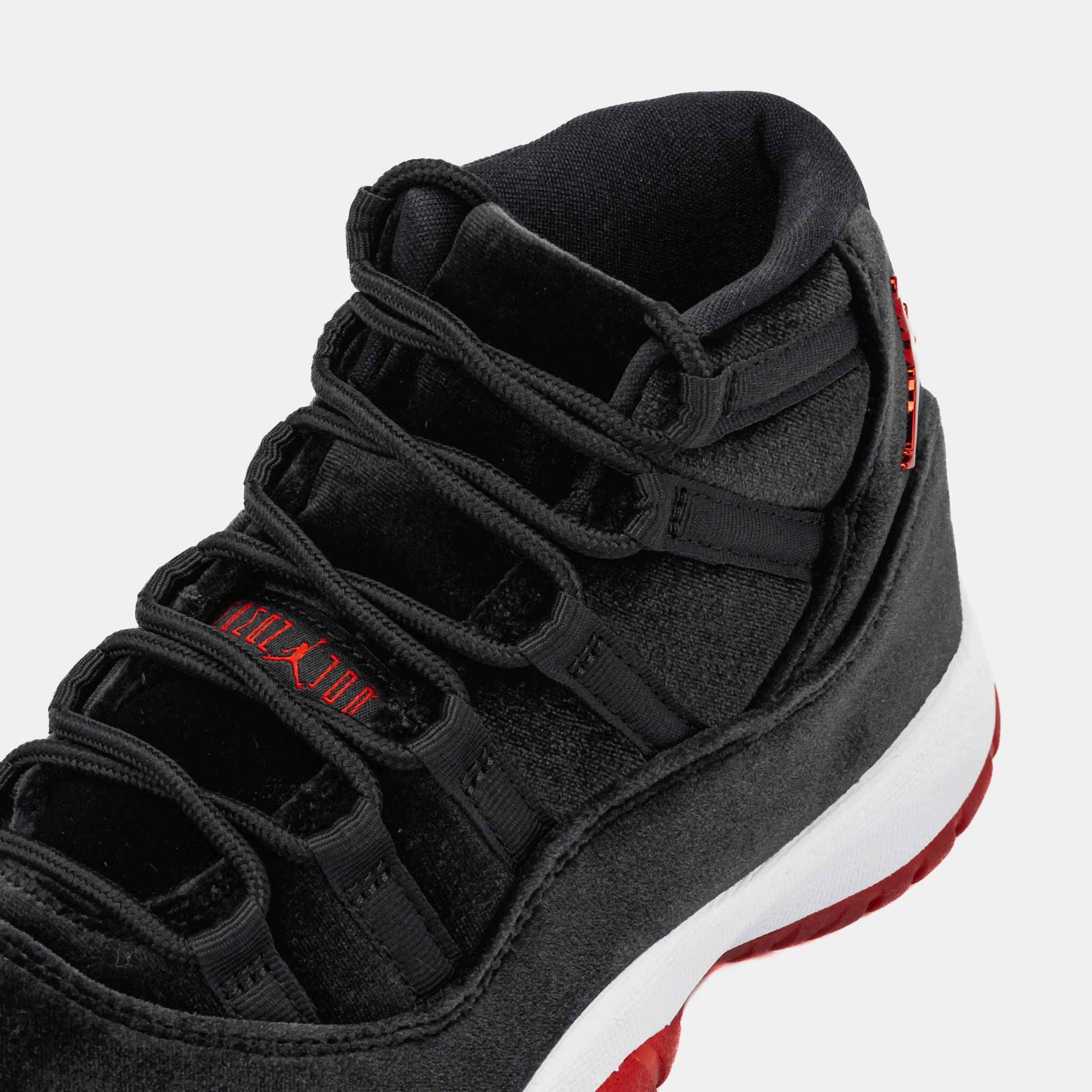 Air Jordan 11 Bred Velvet Womens Lifestyle Shoes (Black/Gym Red/White)