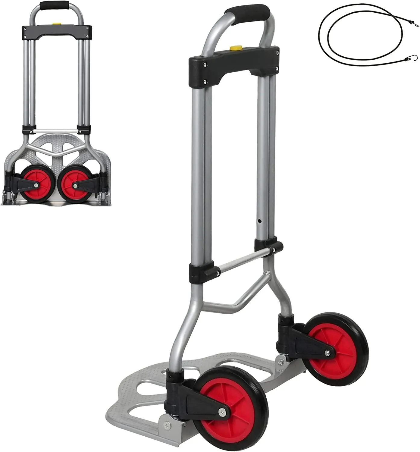 Aluminum Alloy Heavy Duty Hand Dolly Cart, Folding Hand Truck with 2 Wheel with Telescoping Handle