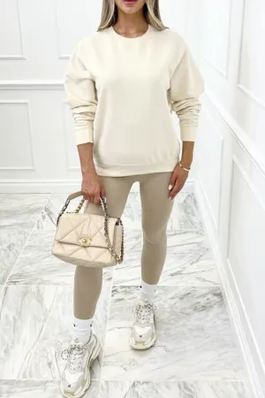 Amber cream round neck essential sweater