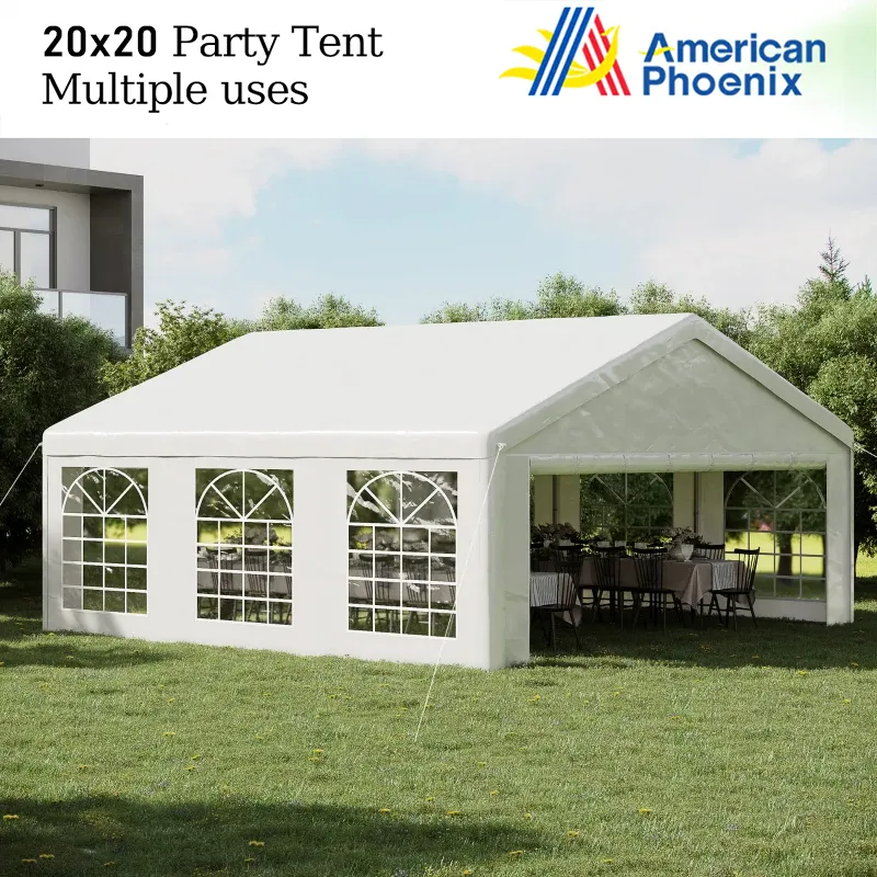 American Phoenix 20x20 white heavy-duty party tent and wedding activity tent