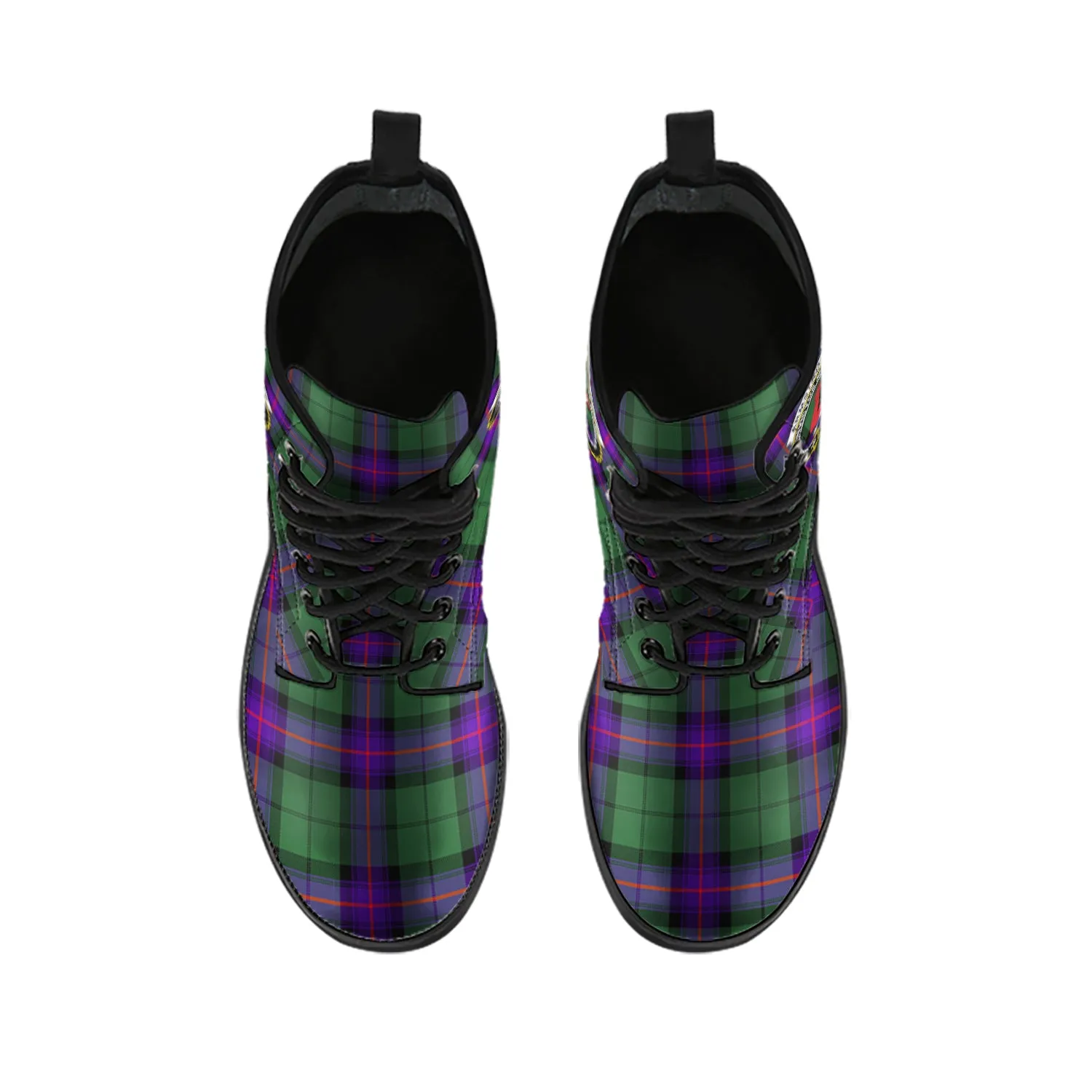 Armstrong Modern Tartan Leather Boots with Family Crest