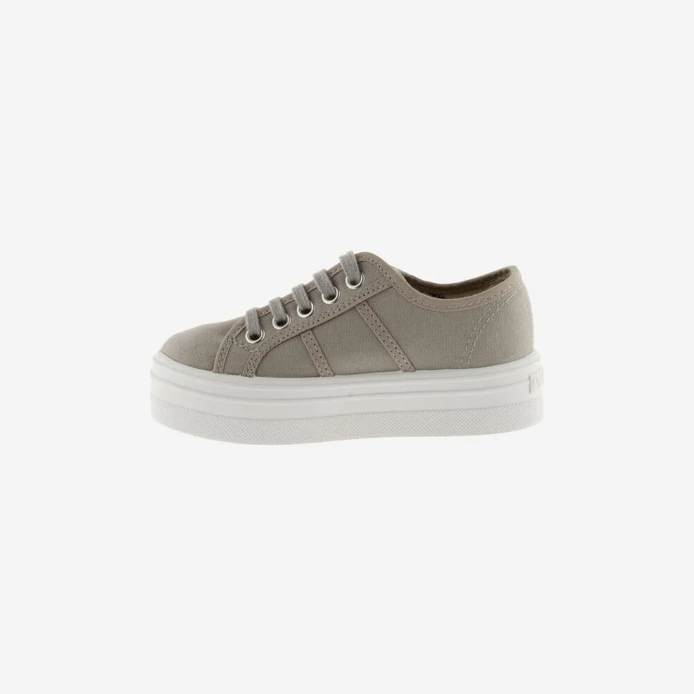 Barcelona Beige Canvas Platform Trainers