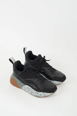 Black Faux Leather Printed Eclypse Sneaker