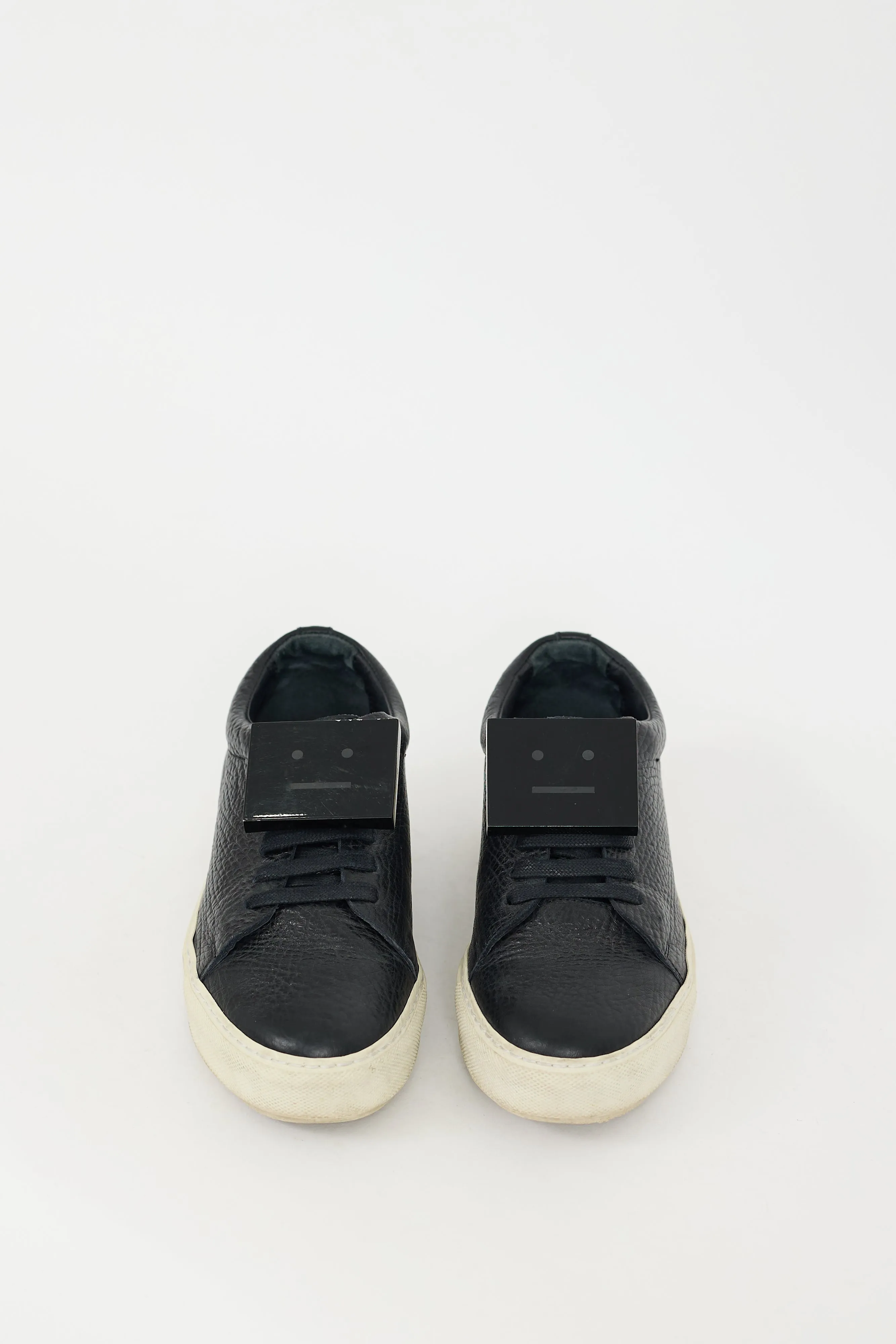 Black Leather Adriana Face Sneaker