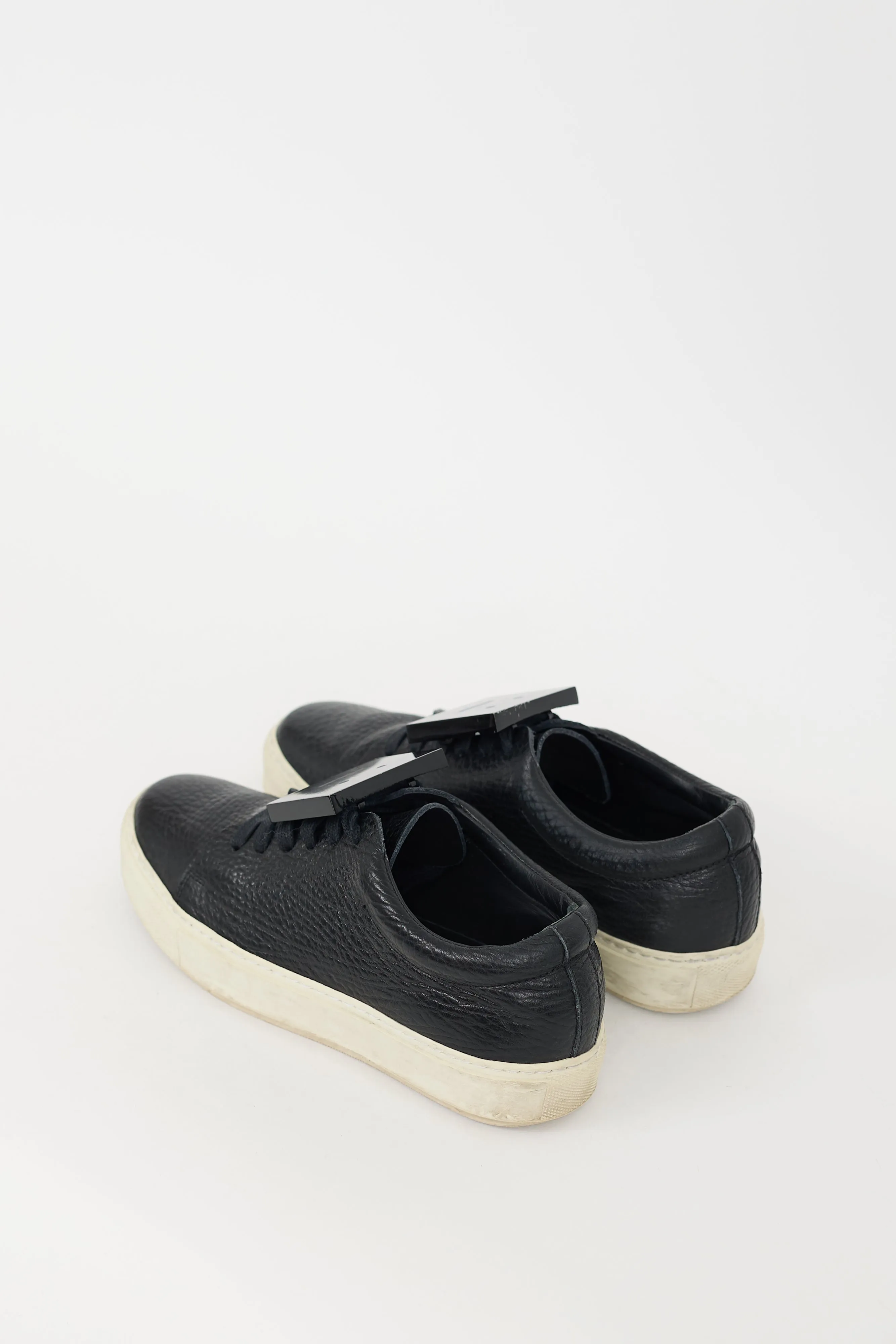 Black Leather Adriana Face Sneaker