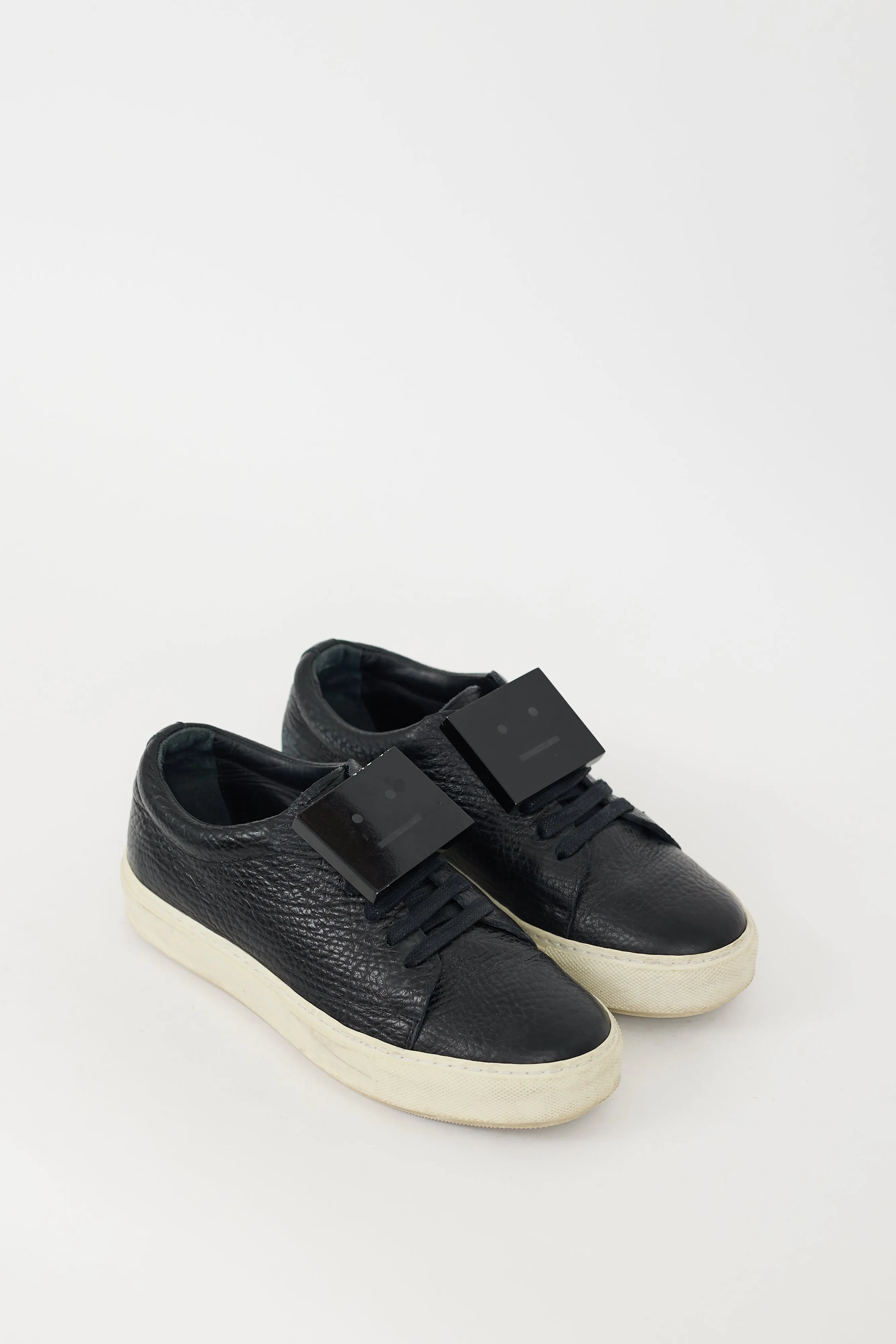 Black Leather Adriana Face Sneaker