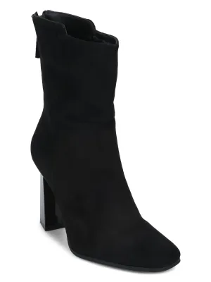 Black Micro Zipper Ankle Length Boots