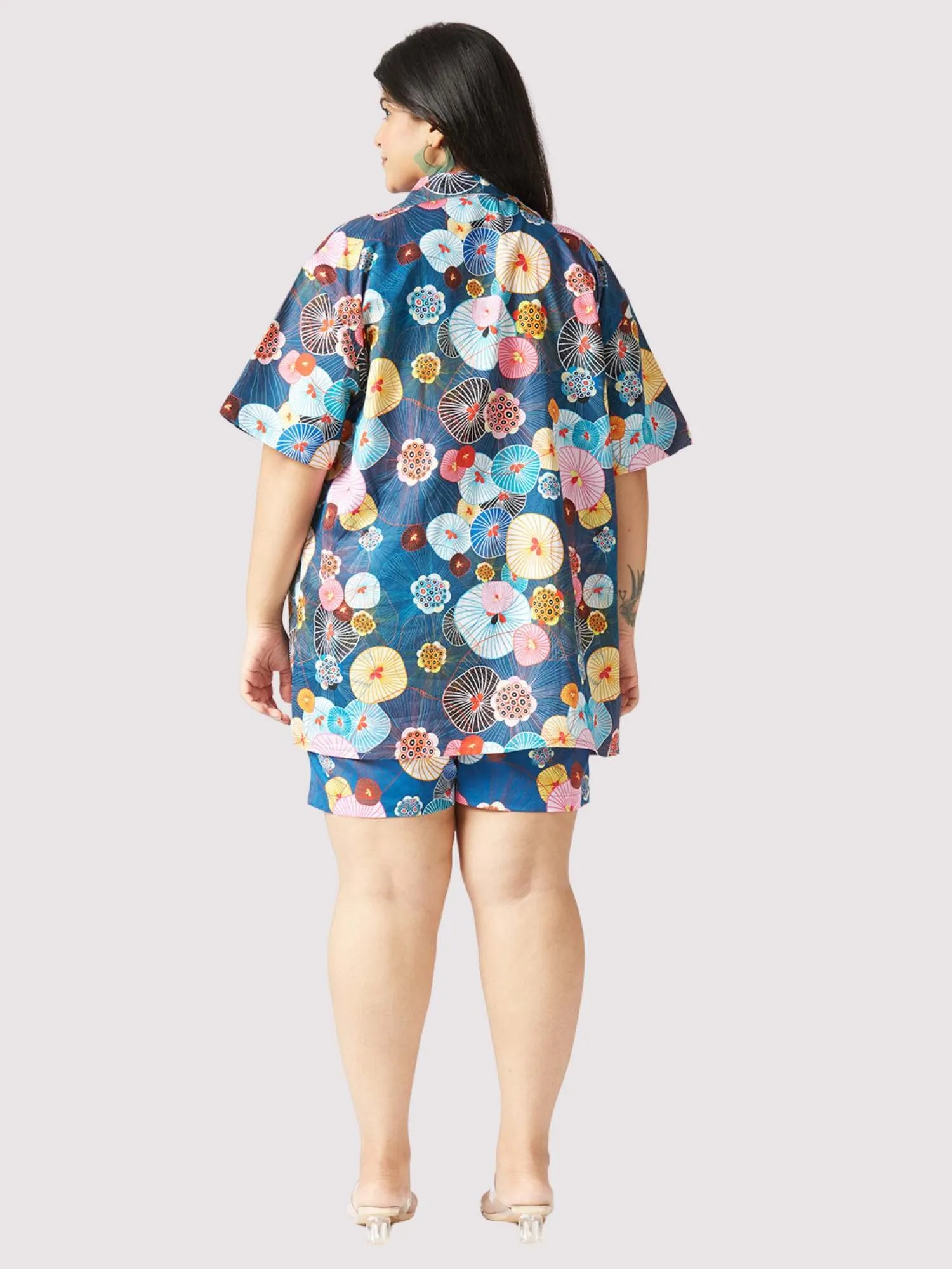 Blooming Wheels Plus Size Women's Half Co-ord Set