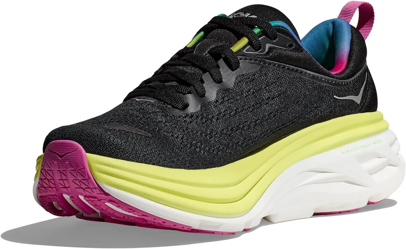 Bondi 8 Hoka Sneakers in Black/Citrus Glow