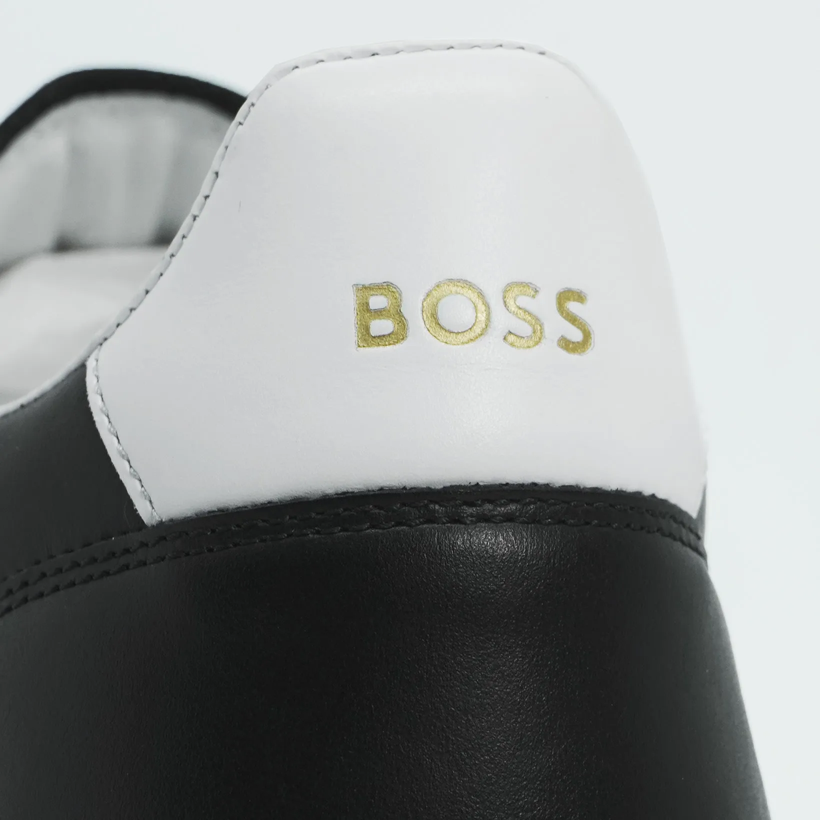 Boss Leather and Suede Trainers with Embossed Logos - Black