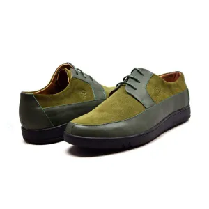 British Walkers Westminster Vintage Bally Style Men's Olive Green Leather and Suede Low Top Sneakers