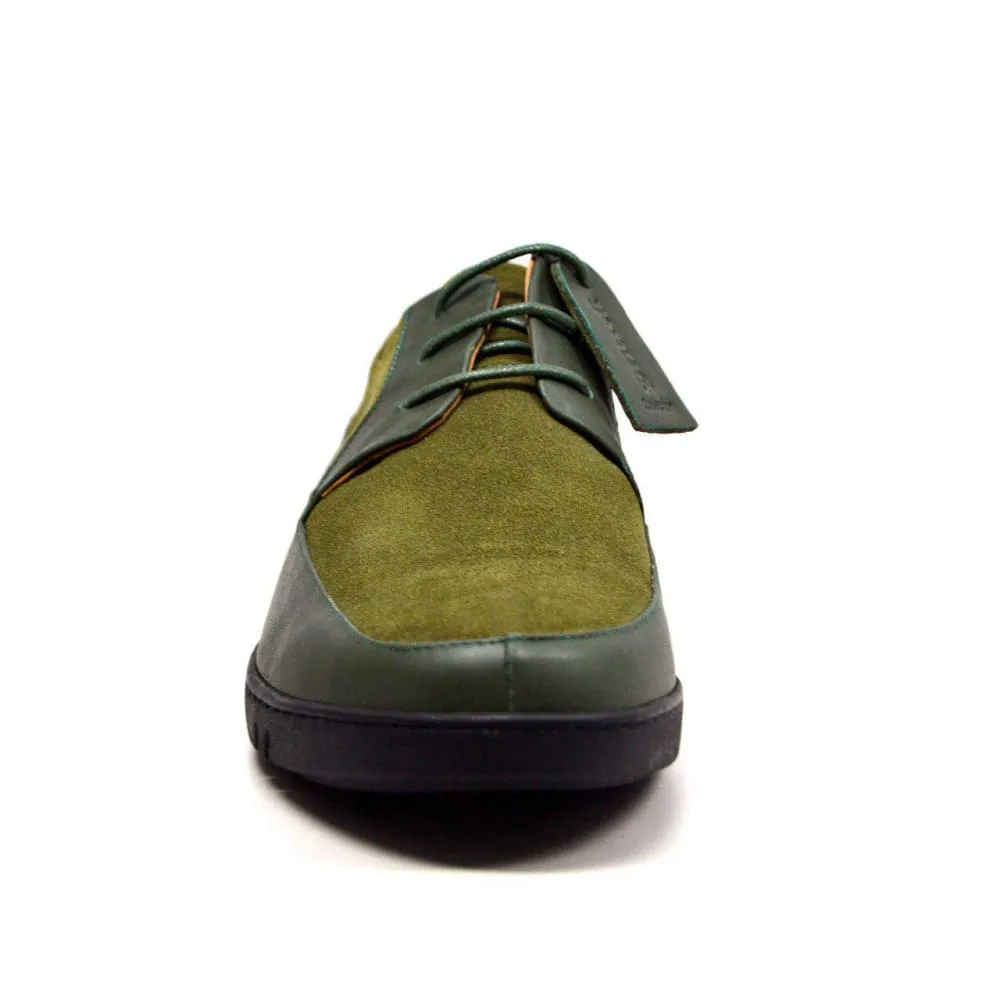 British Walkers Westminster Vintage Bally Style Men's Olive Green Leather and Suede Low Top Sneakers