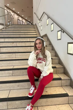 Calabasas ecru & burgundy embroidered sweater and legging set