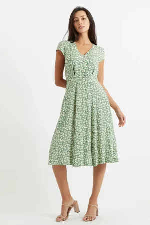 Cathleen Midi Periwinkle Dress Green