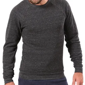 Charcoal Grey Marled Raglan Crewneck Sweatshirt - Made in USA