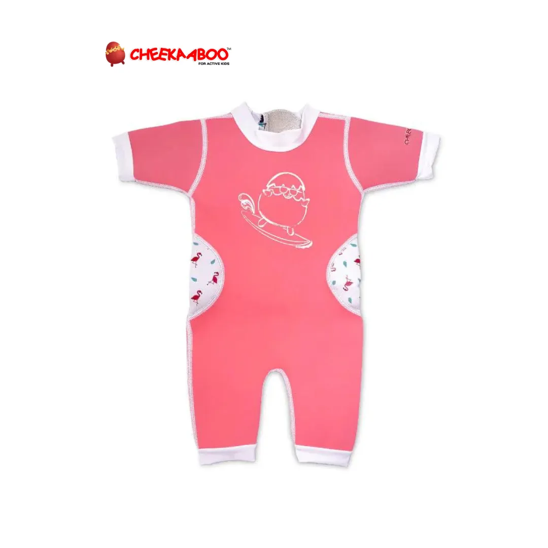 Cheekaaboo Warmiebabes Baby & Toddler Thermal Swimsuit UPF50  Pink Flamingo