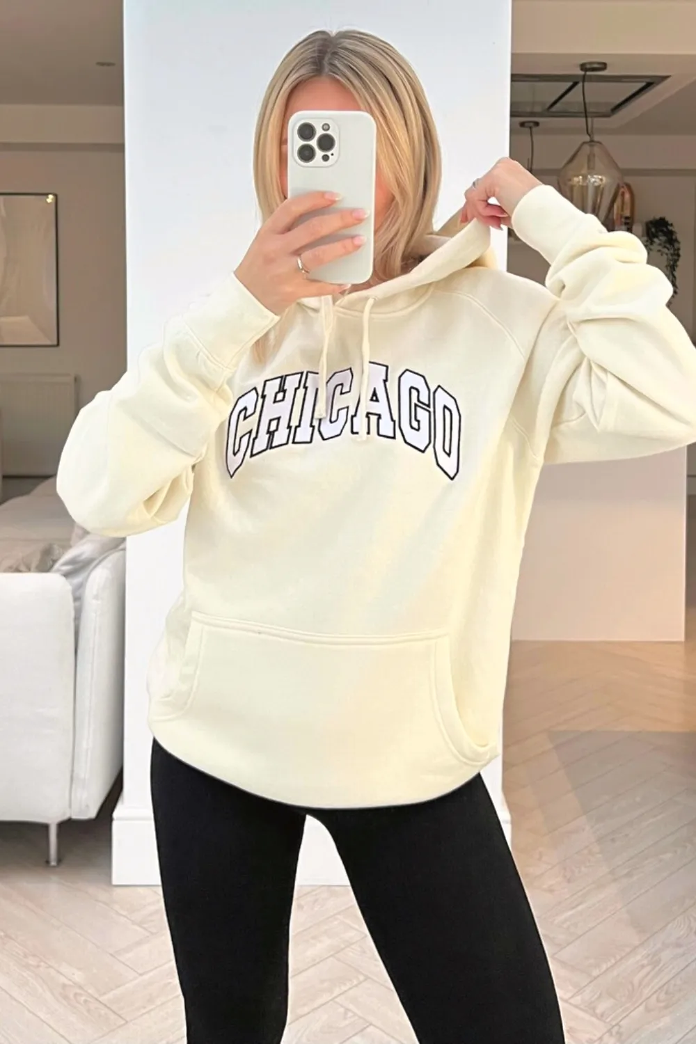 Chicago ecru embroidered hoodie