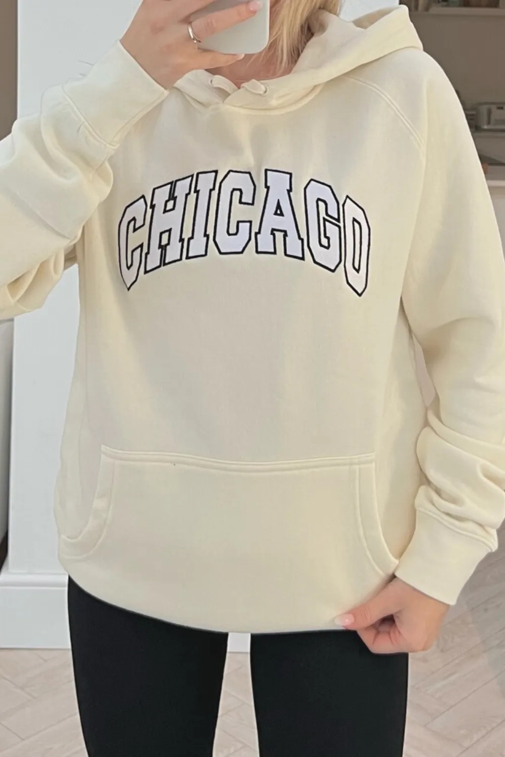 Chicago ecru embroidered hoodie