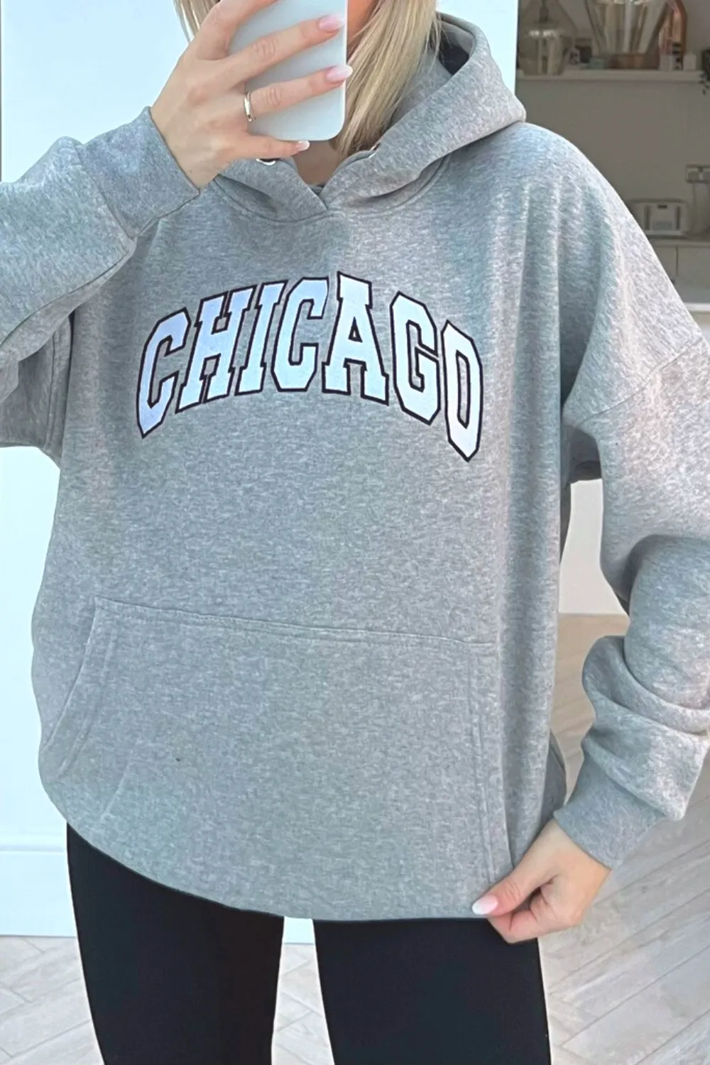 Chicago grey embroidered hoodie