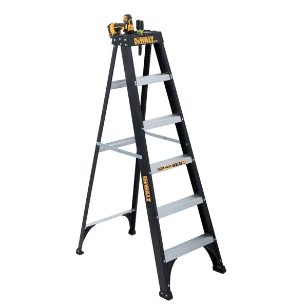 DeWALT by Louisville DXL3110 Series DXL3110-06 Step Ladder, 6 ft H, Type I Duty Rating, Fiberglass, 250 lb