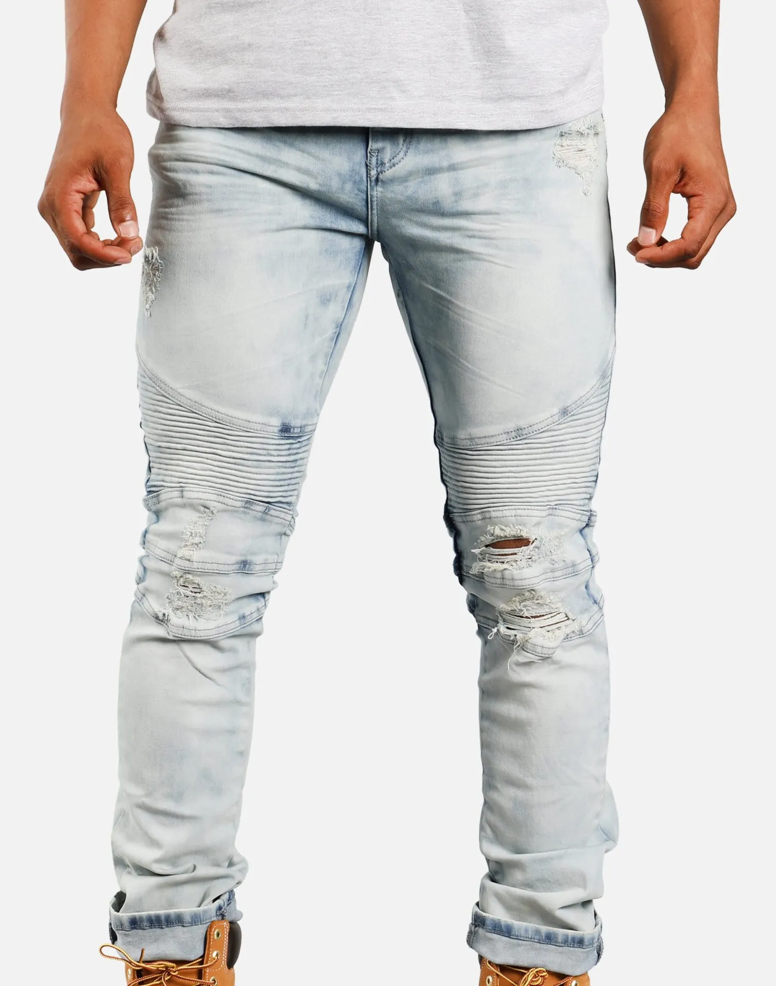 DH Essentials MOTO BIKER CLEAN RIP JEANS