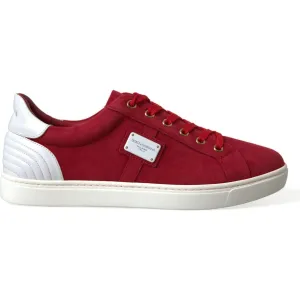 Dolce & Gabbana Elegant Red & White Leather Sneakers