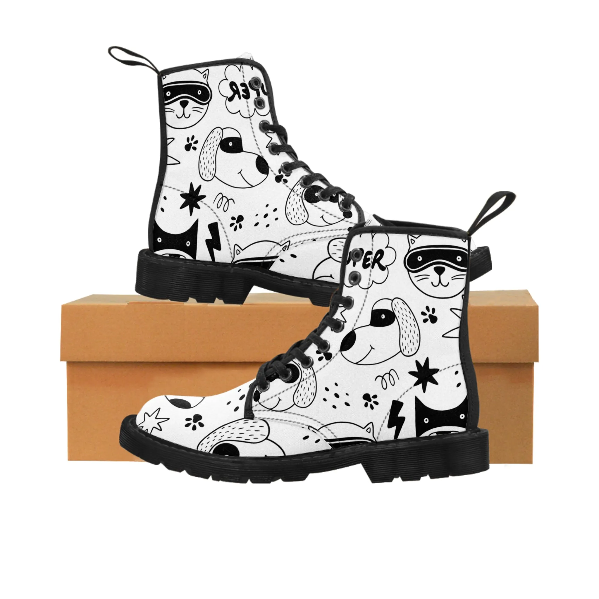 Doodle Dogs & Cats - Inovax Woman's Canvas Boots