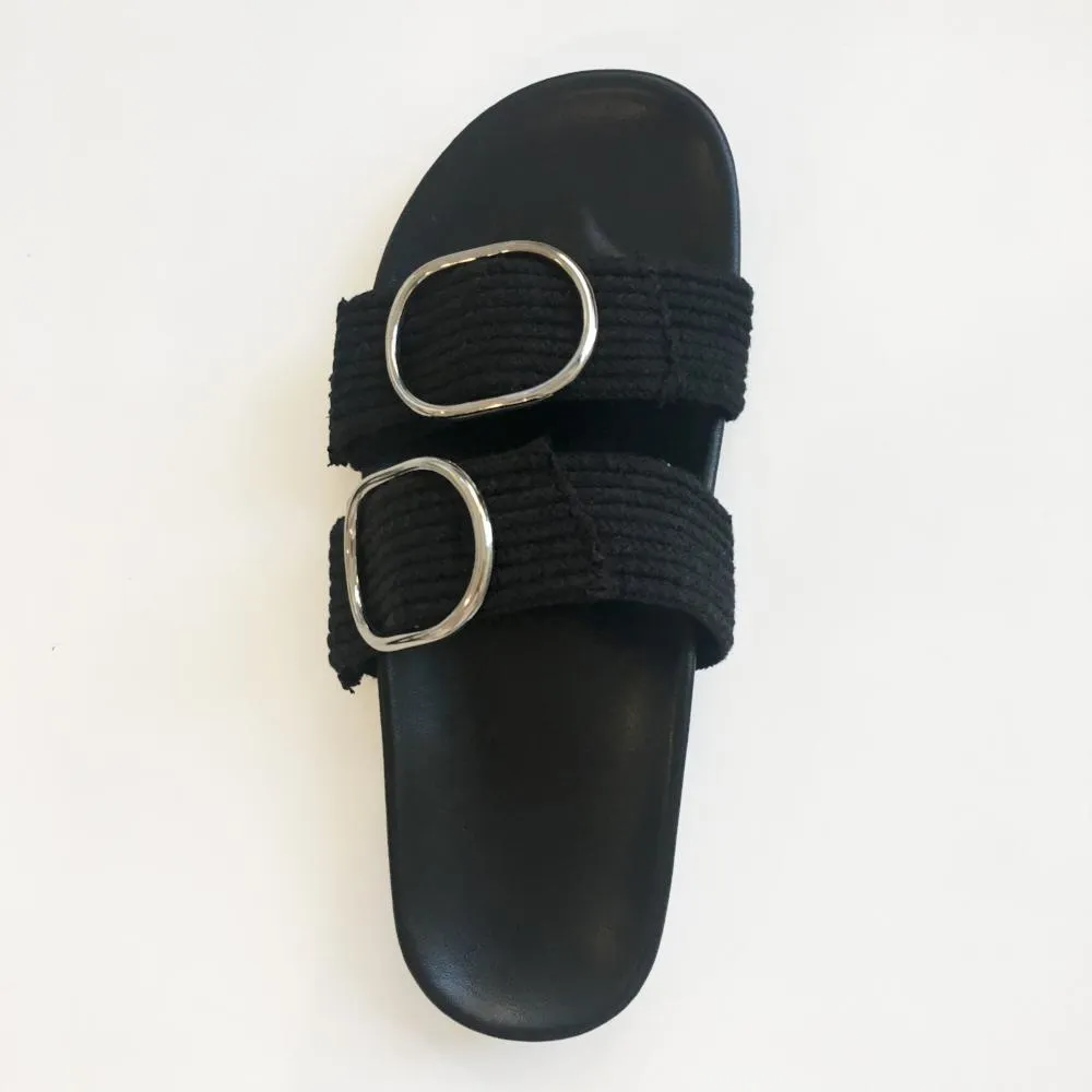 Double Strap Slide | Black