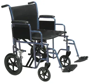 Drive Medical btr20-b Bariatric Heavy Duty Transport Wheelchair with Swing Away Footrest, 20" Seat, Blue