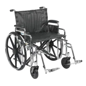 Drive Medical std24dda-sf Sentra Extra Heavy Duty Wheelchair, Detachable Desk Arms, Swing away Footrests, 24" Seat