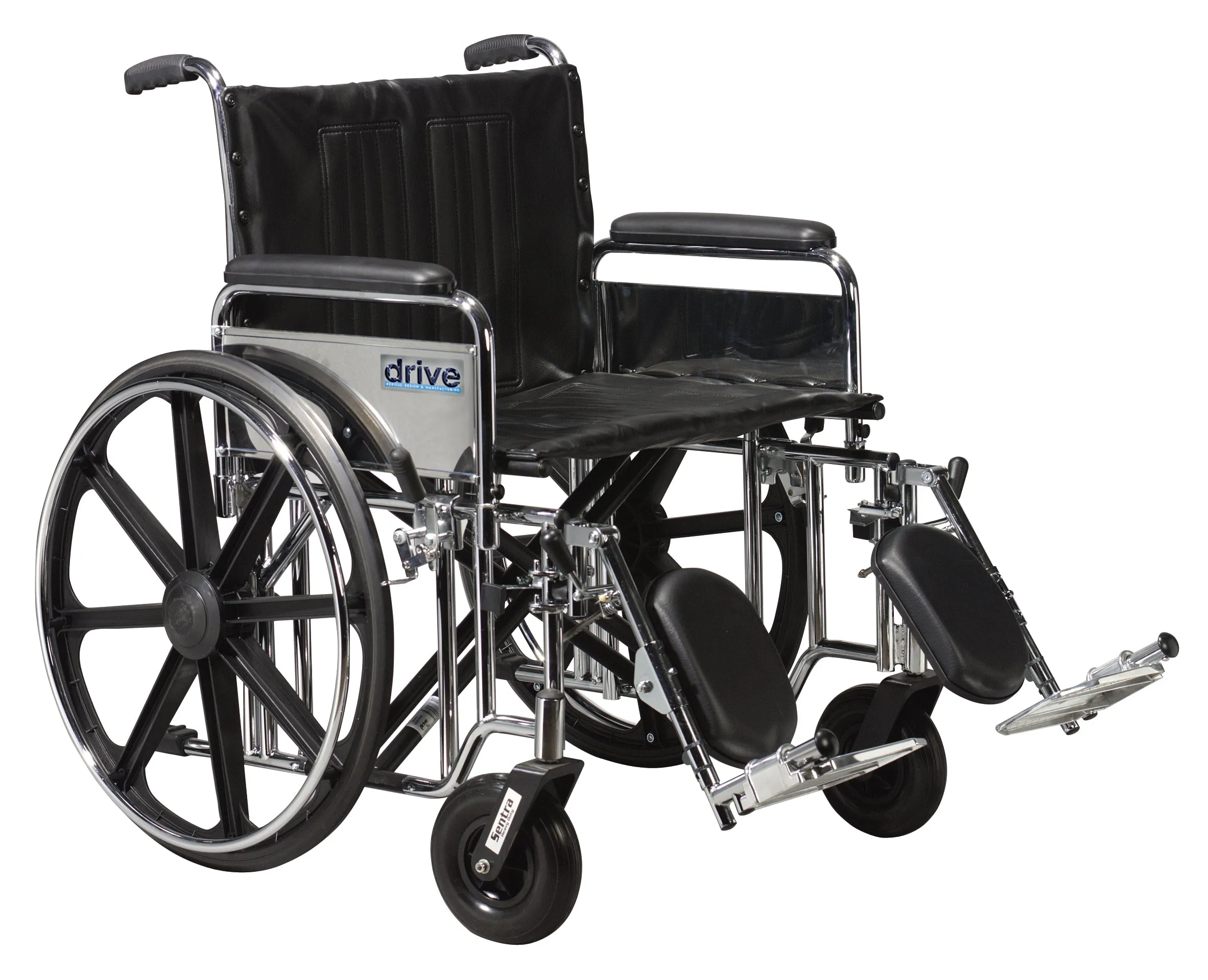 Drive Medical std24dfa-elr Sentra Extra Heavy Duty Wheelchair, Detachable Full Arms, Elevating Leg Rests, 24" Seat