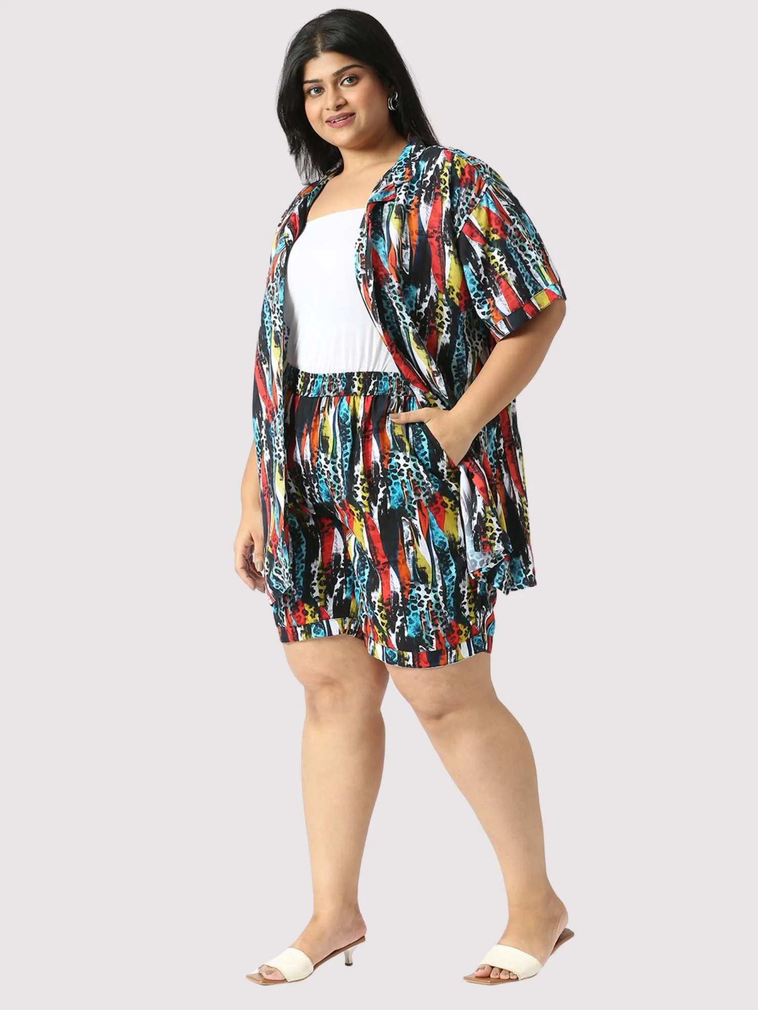 Exotic Plus Size Women's Half Co-ord Set