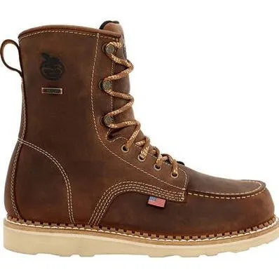 Georgia Men's Wedge 8" WP Soft Toe Slip Resist Work Boot -Brown- GB00532