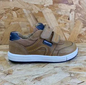 Geox Infant Trottola Leather Trainer - Caramel / Navy