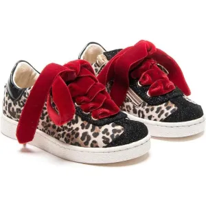 Girls Animal Print Leather Trainers