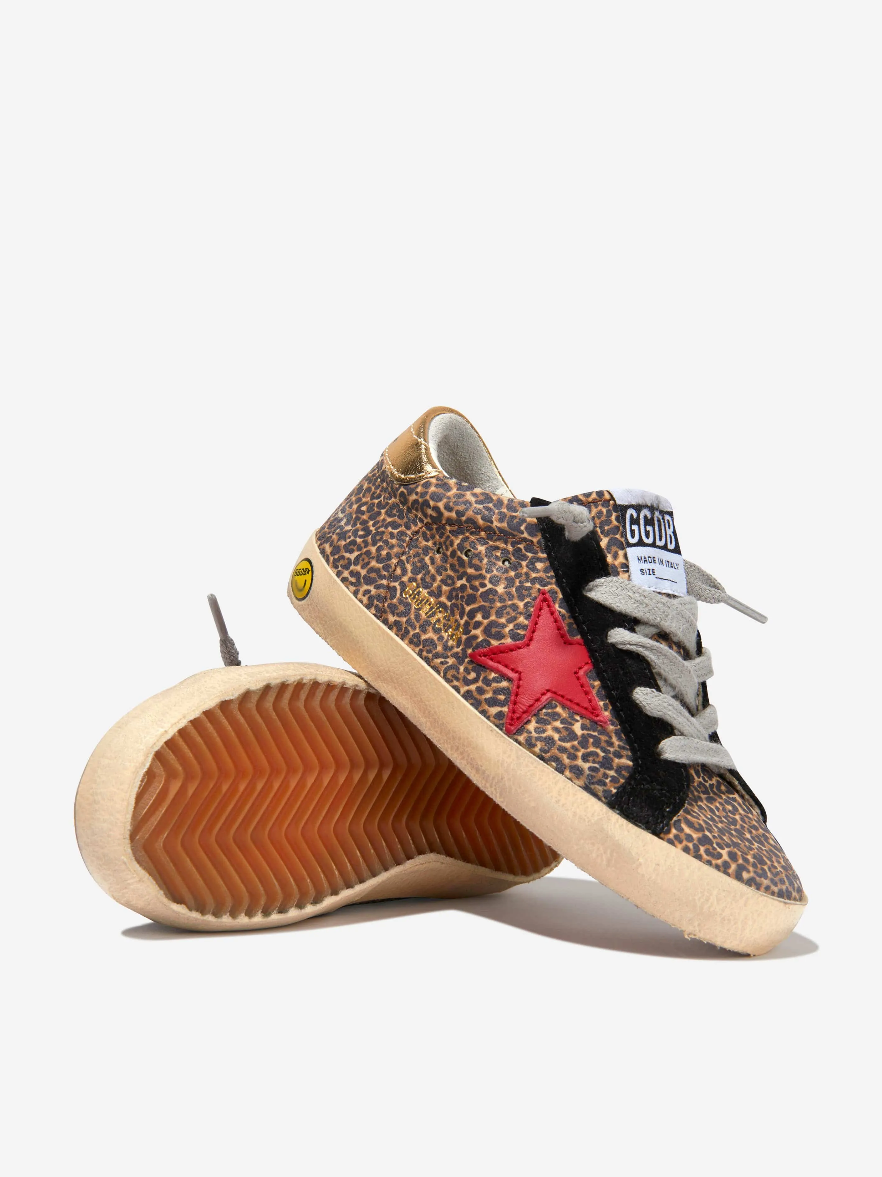 Golden Goose Kids Superstar Leopard Suede Star Trainers